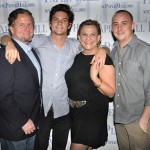 Weary (far left), pictured with sons and wife Zimmer. Credit: BroadwayWorld.com